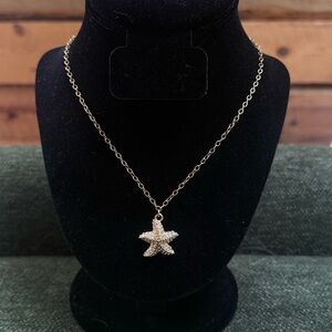 J. Crew Gold Starfish Necklace with Crystal Accents